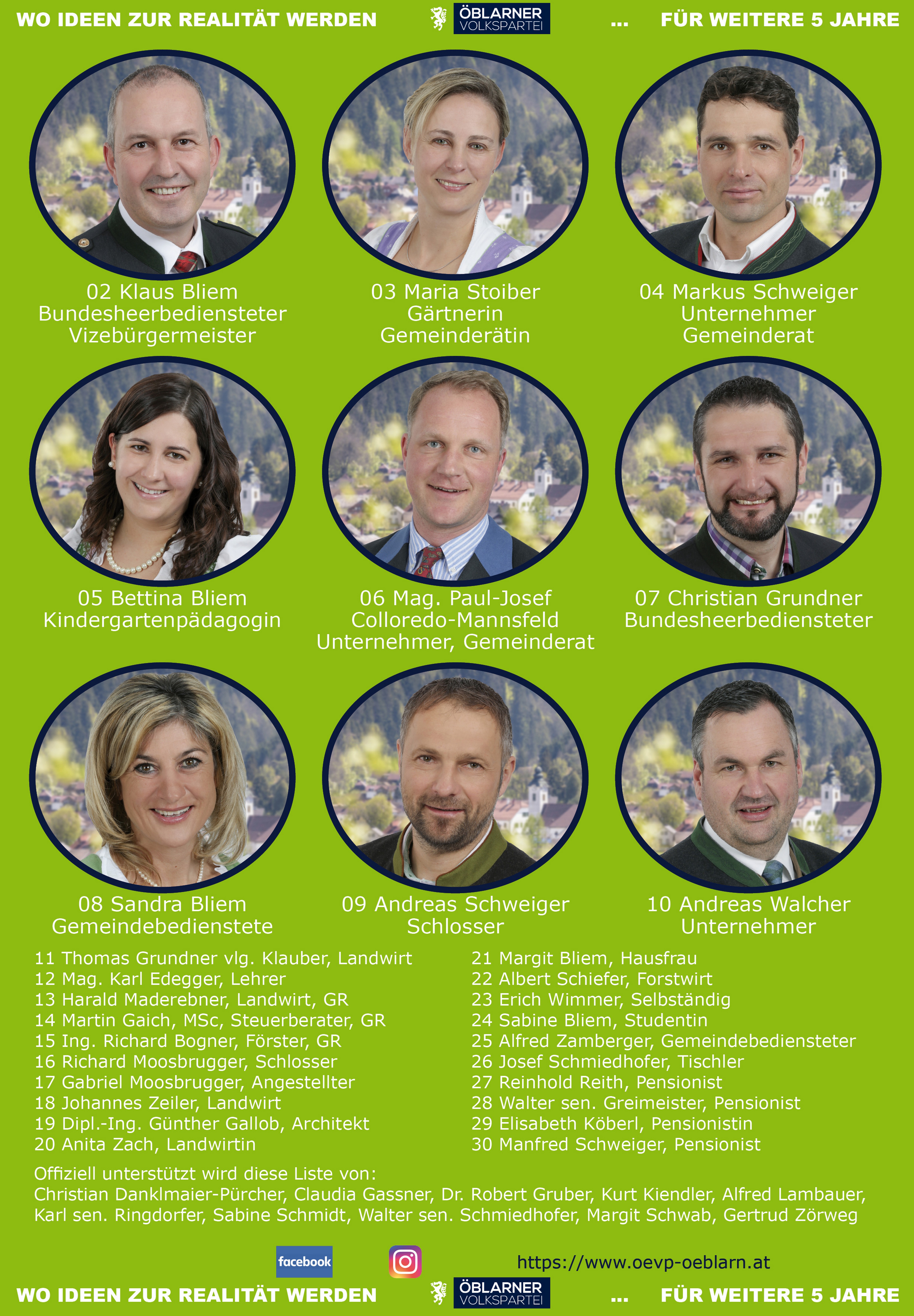 Das Team der Öblarner Volkspartei mit Bgm. Franz ZACH